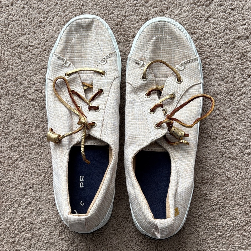 Sperry Casual Beige/Gold Canvas Sneakers